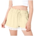 thumbnail image 4 of Ruffle Shorts Girls Elastic High Waisted Summer Short with Floral Lace Patterned Hem Casual Travel Vacation Beach Shorts with Pockets 7-8 Years, 4 of 5