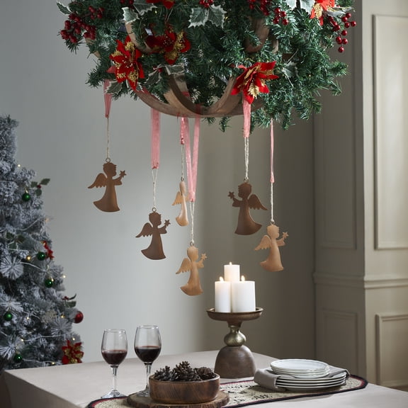 VHC Brands Rust Angel Metal Ornament Set of 6 - 5.5 inch