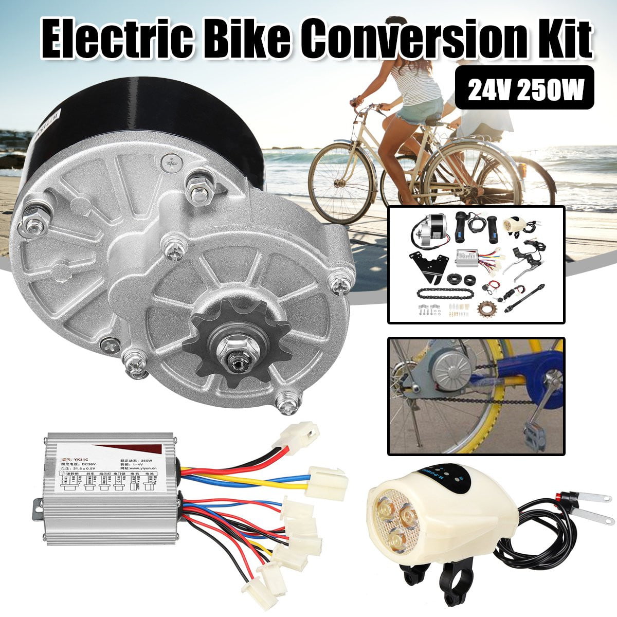 24V 250W Electric Bicycle Bike 22-28IN ordinary bicycle Motor Conversion Kit US