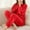 Red, variant on Uaswgudfs Women's Long Sleeve Coral Fleece Pajama Set: Plush Crew Neck Top with Elastic Cuffs & Embroidered Detail Pink M