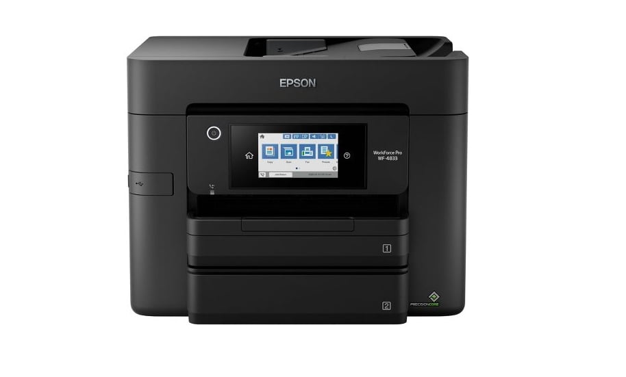 Restored Epson 82735180 WorkForce Pro WF4833 AllinOne Color Inkjet Printer, Black (Refurbished 