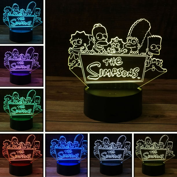 3d Simpsons Desk Light 7 Color Led Lamp Base With Usb Or Battery And Touch Control Rotating Fade Or Solid Color Mode Makes A Perfect Nightlight For Kids Or Unique Gift