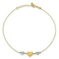 thumbnail image 4 of Auriga 14K Two-Tone Gold Puffed Heart Love Anklet 9inchfor Women, 4 of 6