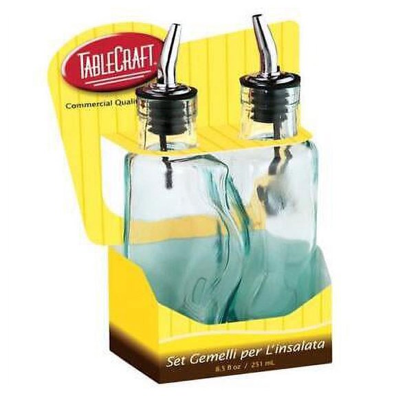 1pk Tablecraft H918 Oil and Vinegar Set with Pourer, Clear, 17 Oz
