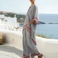 thumbnail image 5 of Guluxicc 2 Piece Women's Matching Sets Crew Neck Batwing Sleeve Top Stripe Print Wide Leg Pants with Pockets Casual Outfits, 5 of 5