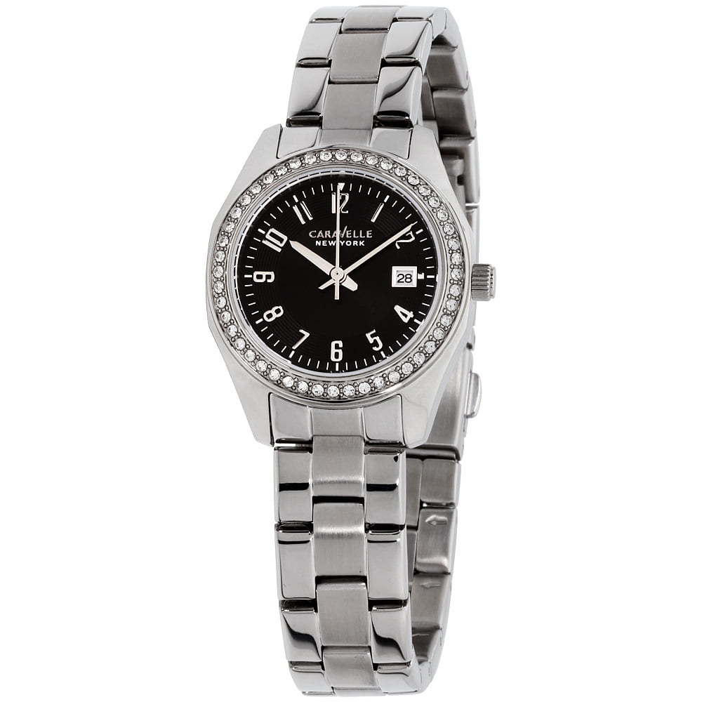 Caravelle Black Dial Stainless Steel Ladies Watch 43M113 - Walmart.com