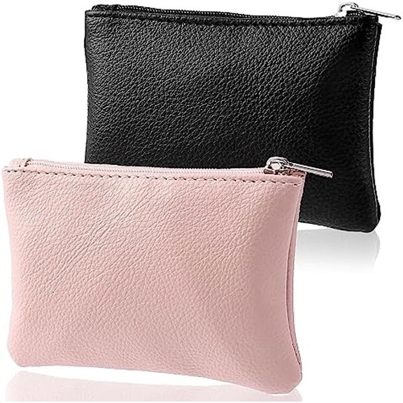2 Pack Coin Purse, Portable Zipper Coin Purse Mini Change Wallet for Women Coin Pocket for Credit Card ID Key Headset Lipstick