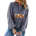 thumbnail image 4 of Moda mujer Casual sólido cuello vuelto manga larga botón suelta otoño blusa Tops Pompotops FGAJ21838, 4 of 8