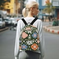 thumbnail image 7 of FORMRS Mini Backpack Purse for Women Quilted Travel Daypack Casual Shoulder Bag, Blue Geometric Flowers, 7 of 7