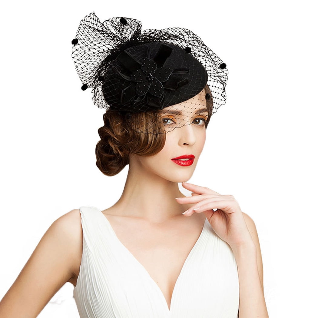 Veil Vintage Bow Headwear Pillbox Hat 