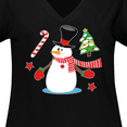 thumbnail image 4 of Inktastic Top Hat Snowman with Christmas Tree and Candy Cane Women's Plus Size V-Neck T-Shirt, 4 of 5