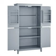 thumbnail image 6 of Grey Freestanding Bathroom Storage Cabinet with 4 Doors, Adjustable Shelves, Tall Floor Cabinet for Bathroom, Bedroom, or Office Organization, 6 of 23