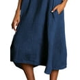 thumbnail image 4 of Gvmfive Women Cotton Linen Half Sleeve Pockets Maxi Dress Plus Size S-5XL, 4 of 4