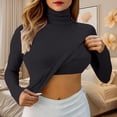 thumbnail image 2 of Women's Fall Long Sleeve Square Neck T Shirts with Built-in Shelf Bra Ribbed Knit Slim Fit Casual Basic Tops,Black,XXXL, 2 of 7