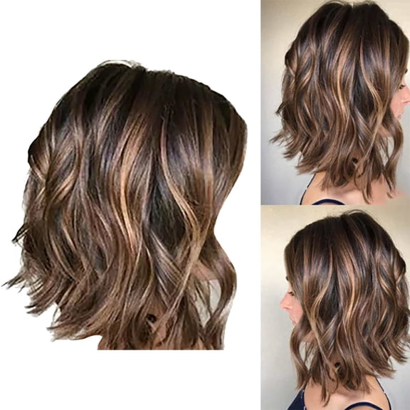 human hair wigs for women Long Hair Brown Gradient Fiber Head Cover Rose Net Adult Female Costume Wigs Toupees, Khaki