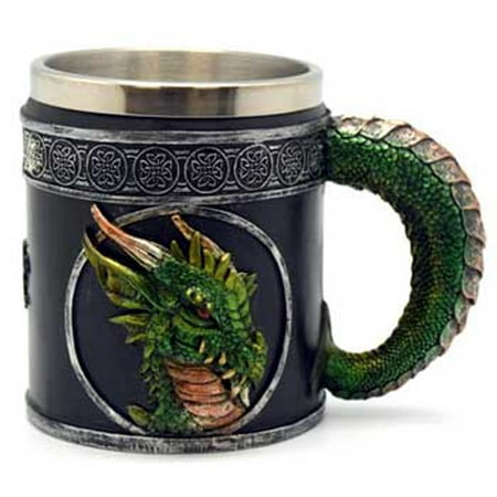 Mug Cup Celtic Dining Drinkware Coffee Of Life Dragon Renewal Table Green Head Tankard LAR54j