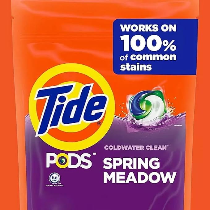 TIDE PODS Laundry Detergent Soap Pacs, Spring Meadow Scent, Powerful 3-in-1 Clean, HE Compatible, 156 Count (4 Bags)