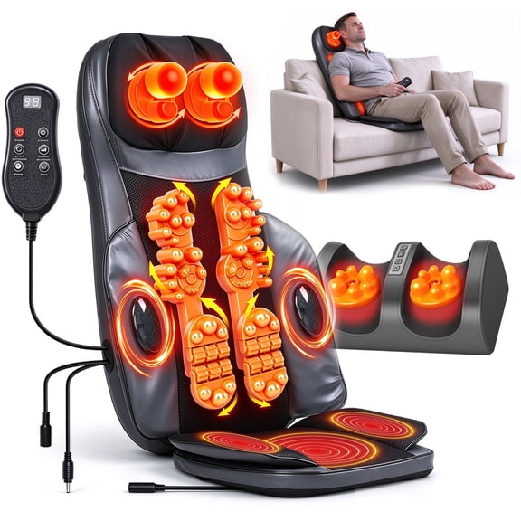 Shiatsu Neck & Back Massager with Heat, 3D Kneading Full Body Massage Mat, Foldable Massager for Home Office Gym