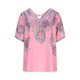 thumbnail image 2 of TaTaai Women’s V Neck Printed Short Sleeve T Shirts Casual Loose Blouses Soft Polyester Tops Summer Spring Daily Tees Gift, 2 of 6