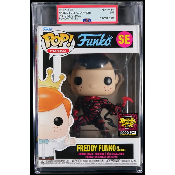 Carnage, PSA Graded 8.5 NM-MT , Freddy as Carnage Collectible Vinyl Figure #SE, Fully Encapsulated Bundle with Compatible Funko Pop! PSA Hard Protector Case