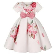 Girls Pageant Party Dresses Kid Floral Print Formal Dress For 2-10Y