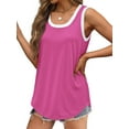 thumbnail image 4 of MOSHU Color Block Tank Tops for Women Flowy Round Neck Women Shirts Loose Fit Sleeveless Summer Tops, 4 of 10