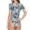 thumbnail image 4 of Haiem Hawaiian Style Women's Crew Neck Short Sleeve Bodysuit Tops Stretchy Slim Basic-Small, 4 of 9