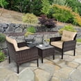 thumbnail image 4 of Patiojoy 3PCS Outdoor Patio Rattan Wicker Conversation Set W/Cushions Beige, 4 of 8