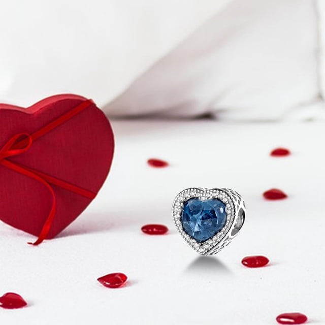 Dije de Corazón Yinane para Pulsera Cuentas Espaciadoras de Metal Azul