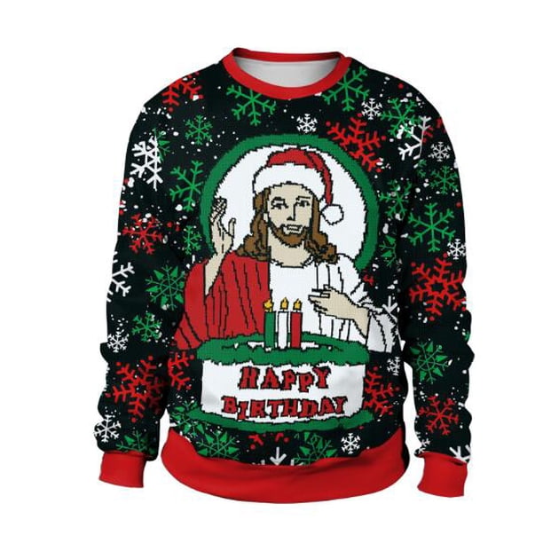 Suéteres navideños feos, jerséis verdes con estampado divertido en 3D, sudadera navideña para fiesta, cumpleaños, sudadera navideña 2024