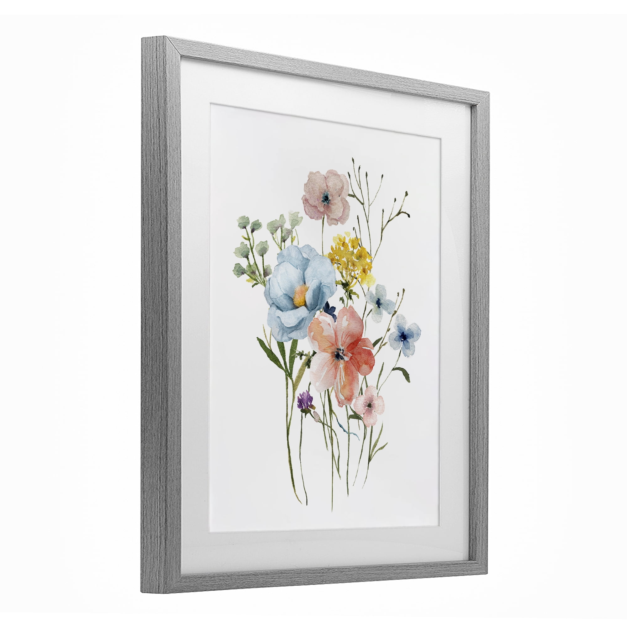 Stupell Industries Spring Meadow Wild Flowers Gray Framed Print Under Glass, design by Livi Finn