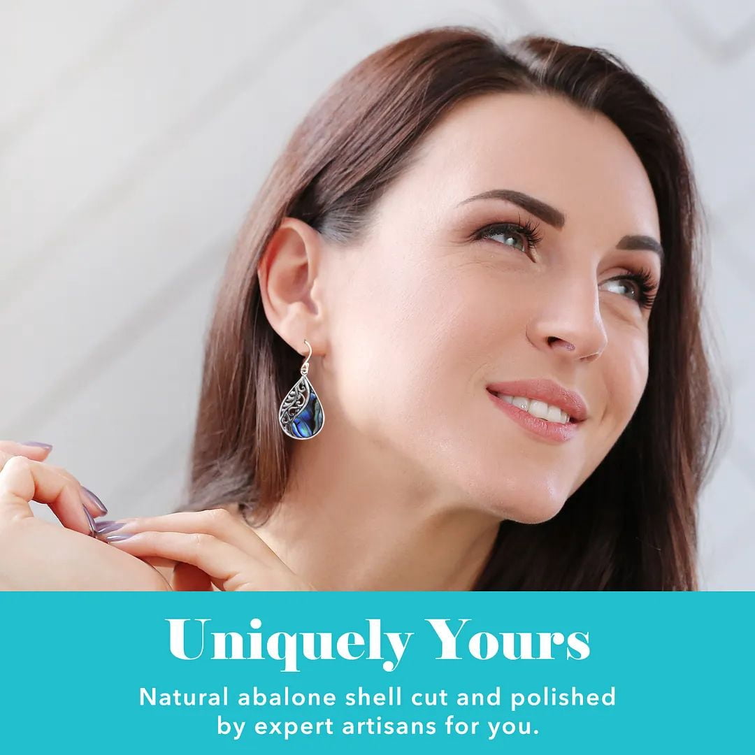 Abalone Shell Unique Earrings for Women - Boho Beach Earrings in 925 Sterling Silver - Costume Vintage Jewelry Birthday Christmas Gifts