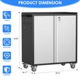 thumbnail image 4 of GAEANET 2 Door Rolling Garage Storage Cabinet with Side Pegboards, Lockable Metal Tool Cabinet with Wheels, Assembly Required, Black/Gray, 4 of 7