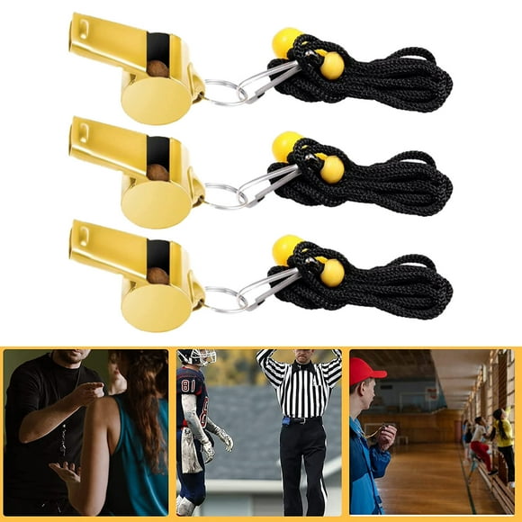 Riforla Stainless Steel Gold Whistle Metal Hanging Neck Sports Whistle Referee Outdoor Whistle Training Whistles Gold One Size