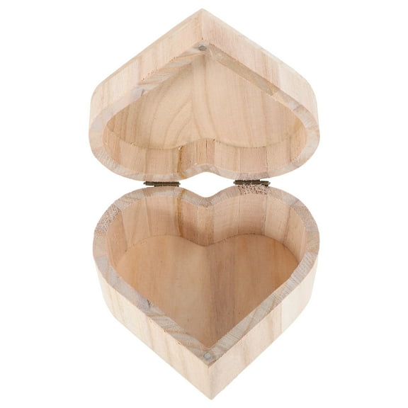 Hemoton Unfinished Wooden Storage Box Heart Shape DIY Jewelry Box For Small Items Unfinished For Valentines Day And Special Occasions