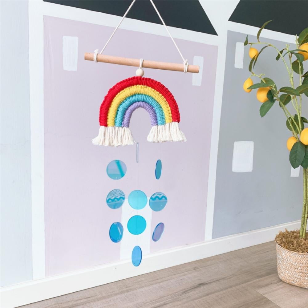 Rainbow Baby Crib Mobile Cloud Ceiling Crib Mobile Raindrop Felt Ceiling Hanging Decorations Kids Room Mobile Hanging Decor for Nursery Kindergarten Bedroom Baby Shower Party Supplies