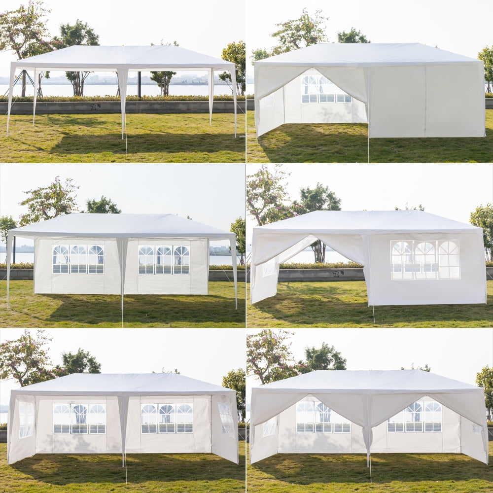 ZenStyle 10 x 10 White Outdoor Gazebo Canopy Tent Waterproof Wedding Party Events BBQ Pavilion Carport with 3 Removable Enclosure Sidewalls and 1 Zippered Doorway 