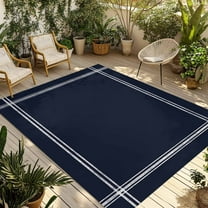 Fsddascl Pure Dark Blue Outdoor Rug for Patio/Deck/Porch, Non-Slip Large Area Rug 5 x 8 Ft, Simple Solid Color Indoor Outdoor Rugs Washable Area Rugs, Reversible Camping Rug Carpet Runner