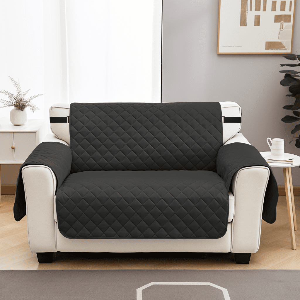 NEWEEN 100% Waterproof Sofa Cover Machine Washable Reversible Couch Cover Non Slip Furniture Protector Slipcover for Dogs, Children, Pets, Chair Size, Black