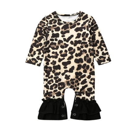 

Farrubbyine8 Baby Girl Leopard Print Long Sleeve Romper Jumpsuit Overall