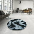 thumbnail image 4 of Ahgly Company Machine Washable Indoor Round Abstract Columbia Blue Area Rugs, 8' Round, 4 of 7
