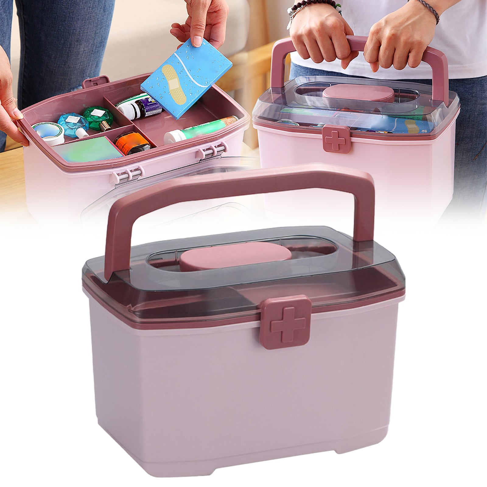 MOPOOR Medicine Storage Bag, Pill Bottle Organizer with Portable Pouch, Medication Bottle Organizer Empty with Shoulder Strap for Home Storage and Travel,Empty First Aid Kit for Home
