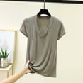 thumbnail image 2 of SHTXOZHI Womens Deep V-Neck Shirts Short Sleeve Solid Color Fitted Tees Casual Sport Basic Layering Tops, 2 of 5