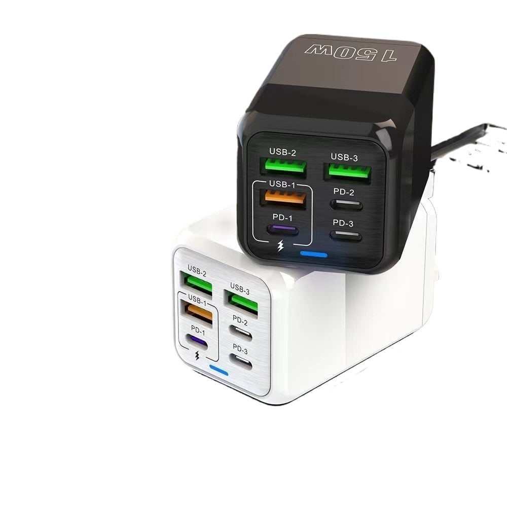 150W 6 Ports Pd QC 4.0 Usb C Fast Charger Wall Adapter Super Fast Charging
