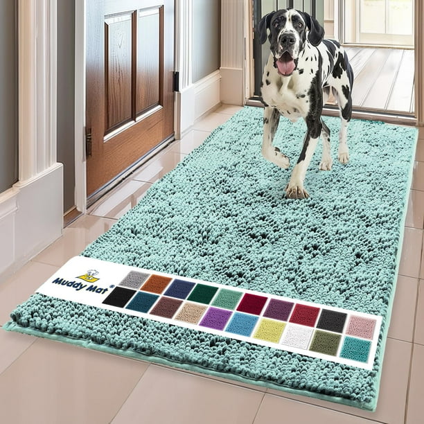 Muddy Mat® AS-SEEN-ON-TV Tapete para puerta y alfombra para mascotas de microfibra altamente absorbente, área lavable gruesa antideslizante y tapete de baño de chenilla suave para cocina, baño, dormit