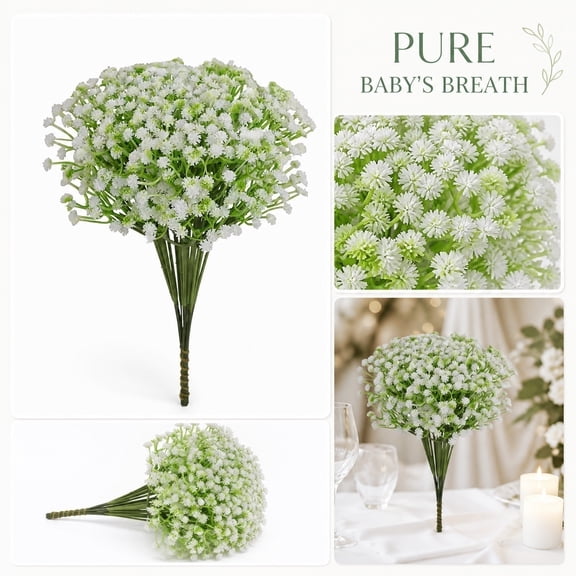 20 Stems Faux Baby's Breath Bouquet, 21 Inch Artificial Silk Flowers for Wedding Centerpieces, Party and Home Decor (White)