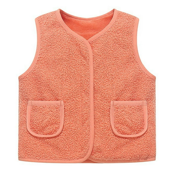 Toddler Baby Boy Girl Fleece Vest Fuzzy Sherp𝐚 Fleece Lined Sleeveless Waistcoat Fall Winter Faux Fu𝐫 Jacket with Pocket Coat