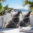 thumbnail image 4 of Black Marble Outdoor Pillow Covers Pack of 2 Gold Line Modern Abstract Minimalist Art Waterproof Throw Pillow Covers Decorative Cushion Cases for Patio Garden Tent Balcony Couch 26x26 inch, 4 of 7