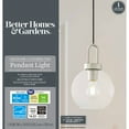 thumbnail image 4 of Better Homes & Gardens 78” Adjustable Corded Nickel Pendant Ceiling Light, Metal Base Glass Shade CA, 4 of 11