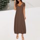 thumbnail image 4 of mfyjkho Vestidos para mujer, Vestido largo informal de manga corta con cuello redondo y bolsillos de color liso para mujer, cómodo y para toda ocasión. Vestidos festivos para mujer xxl, 4 of 6